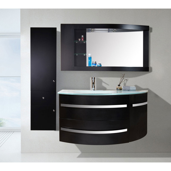 Mueble de baño, color natural oscuro, Ancho 30 x Prof. 30 x Alt. 133 cm,  MIELA