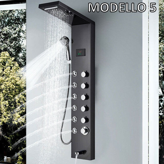 Columna de ducha de hidromasaje negro LED panel de ducha Set de 304acero  sistema