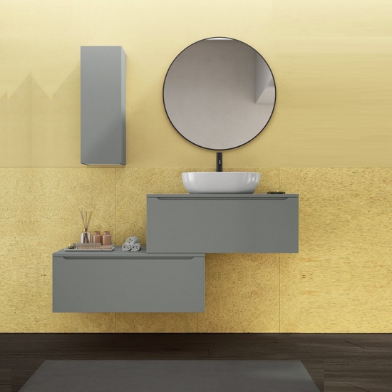 Mueble bajo lavabo sobre encimera Slam 90x46 cm con cajón móvil en 7  colores de espejo