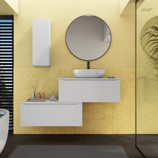 Mueble bajo lavabo sobre encimera Slam 90x46 cm con cajón móvil en 7  colores de espejo