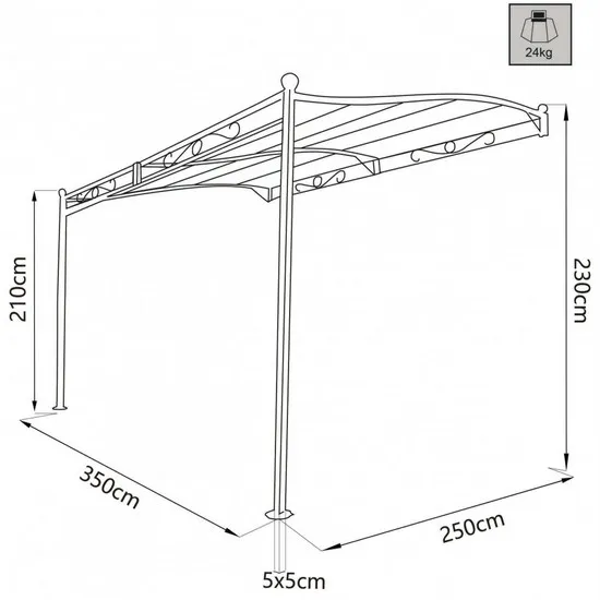 Pergola gazebo 350x250 or 300x400 cm with ivory canvas and anthracite frame  GZ09