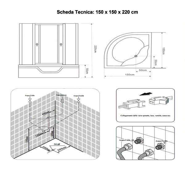 Scheda Tecnica Cabina Doccia.Two Person Shower Cabin With Jacuzzi Grey Or White Tubi Fully Equipped