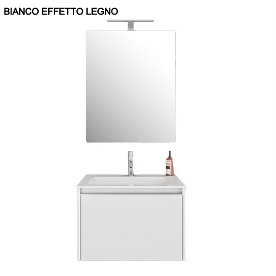 Five2 Mueble de baño con espejo 60 cm blanco paloma gris océano roble nogal