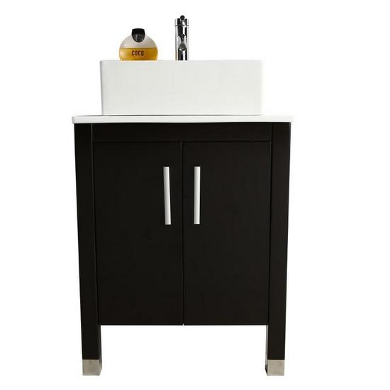 Bathroom furniture Carla black colour in 3 sizes with feet washbasin and  mirror included