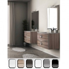 Mueble de baño Angel con cantos redondeados 80 o 100 cm blanco brillo o  roble blando con lavabo blanco mate