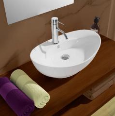 Lavabo sobre encimera ovalado para baño de diseño en cerámica Made in Italy  - Omarance