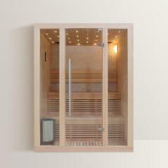 Sauna finlandesa 150x120 cm de madera canadiense para 3 personas