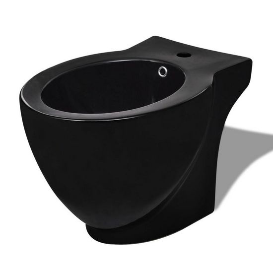 Black Tiefspül- oder Hänge-WC mit BIdet, in schwarz, oval, WC