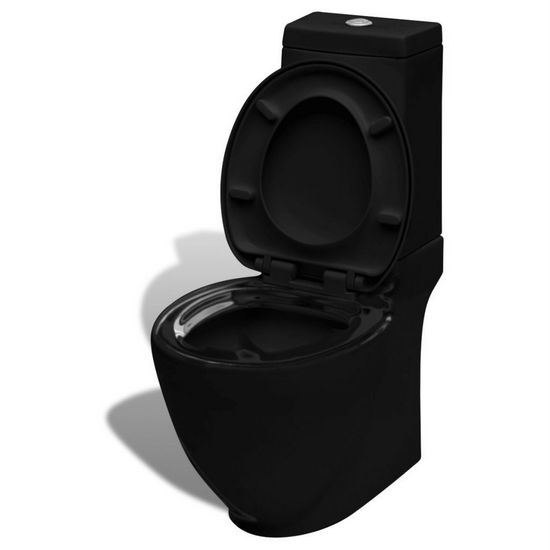 Black Tiefspül- oder Hänge-WC mit BIdet, in schwarz, oval, WC